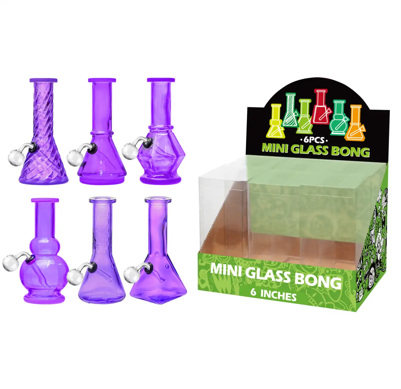 6inch Multi-Shape 6in1 Oil Burner-M60101B Transparent Purple Glass Oil Burner-M60101B - Image 1