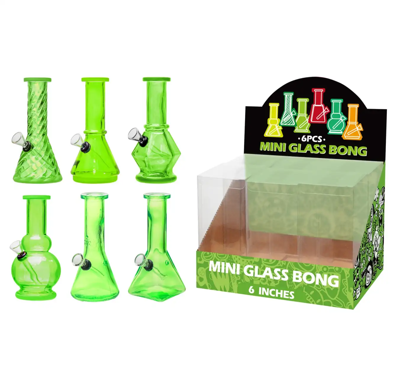 Transparent Green Glass Water Pipe-M60102F - Image 1