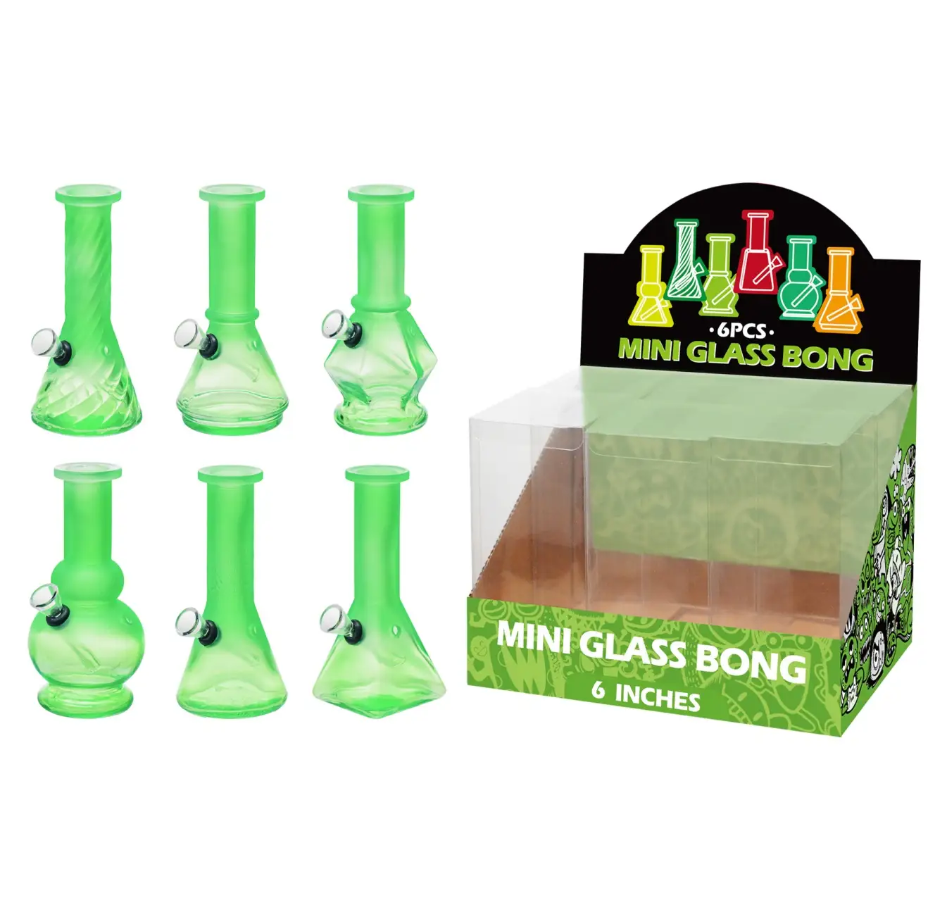 Matte+Transparent Green Glass Water Pipe-M60302F - Image 1