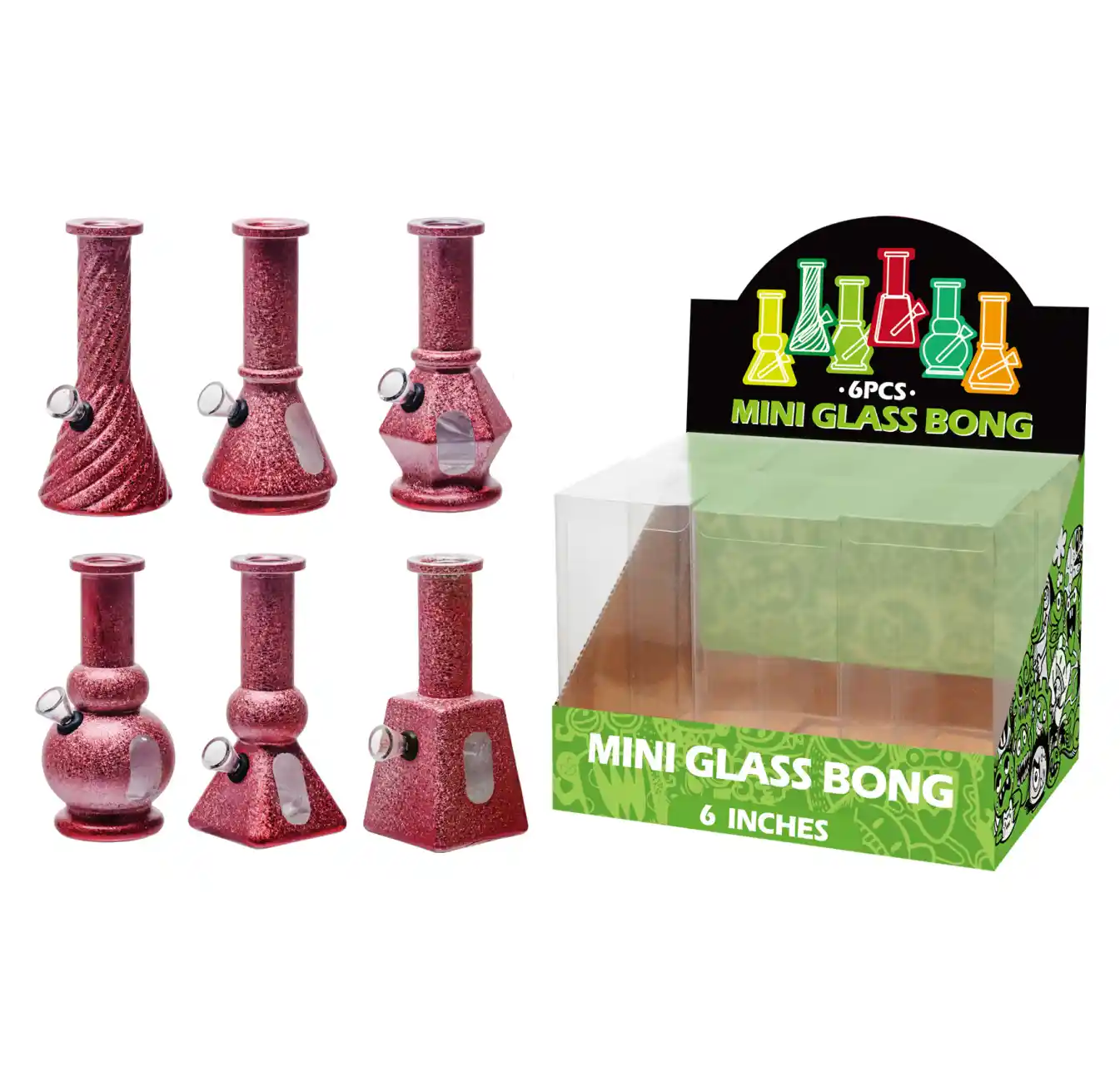 Matt Paint Glass Water Pipe With Water Window-M610001F - Image 1