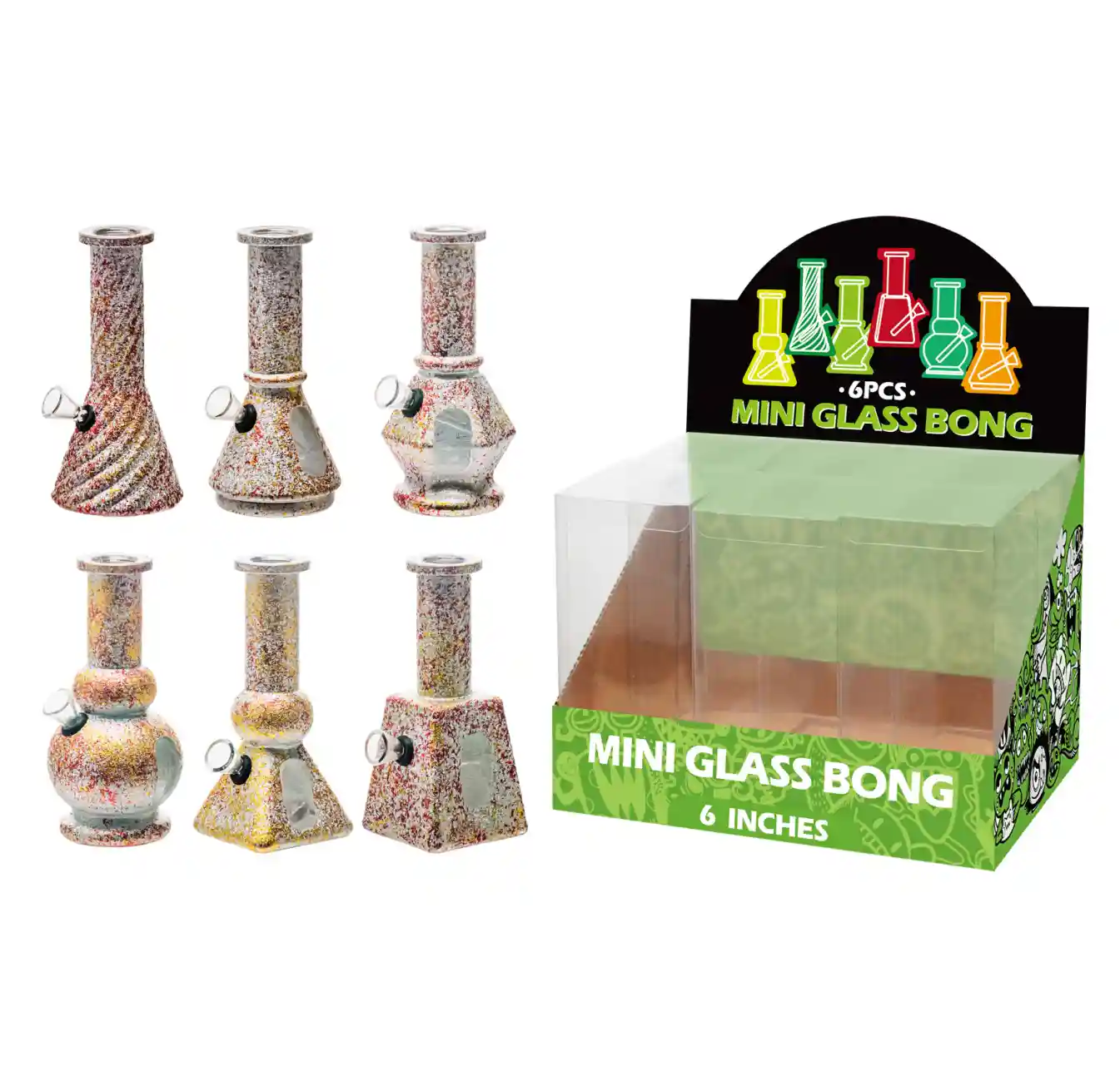 Matt Paint Glass Water Pipe With Water Window-M610005F - Image 1