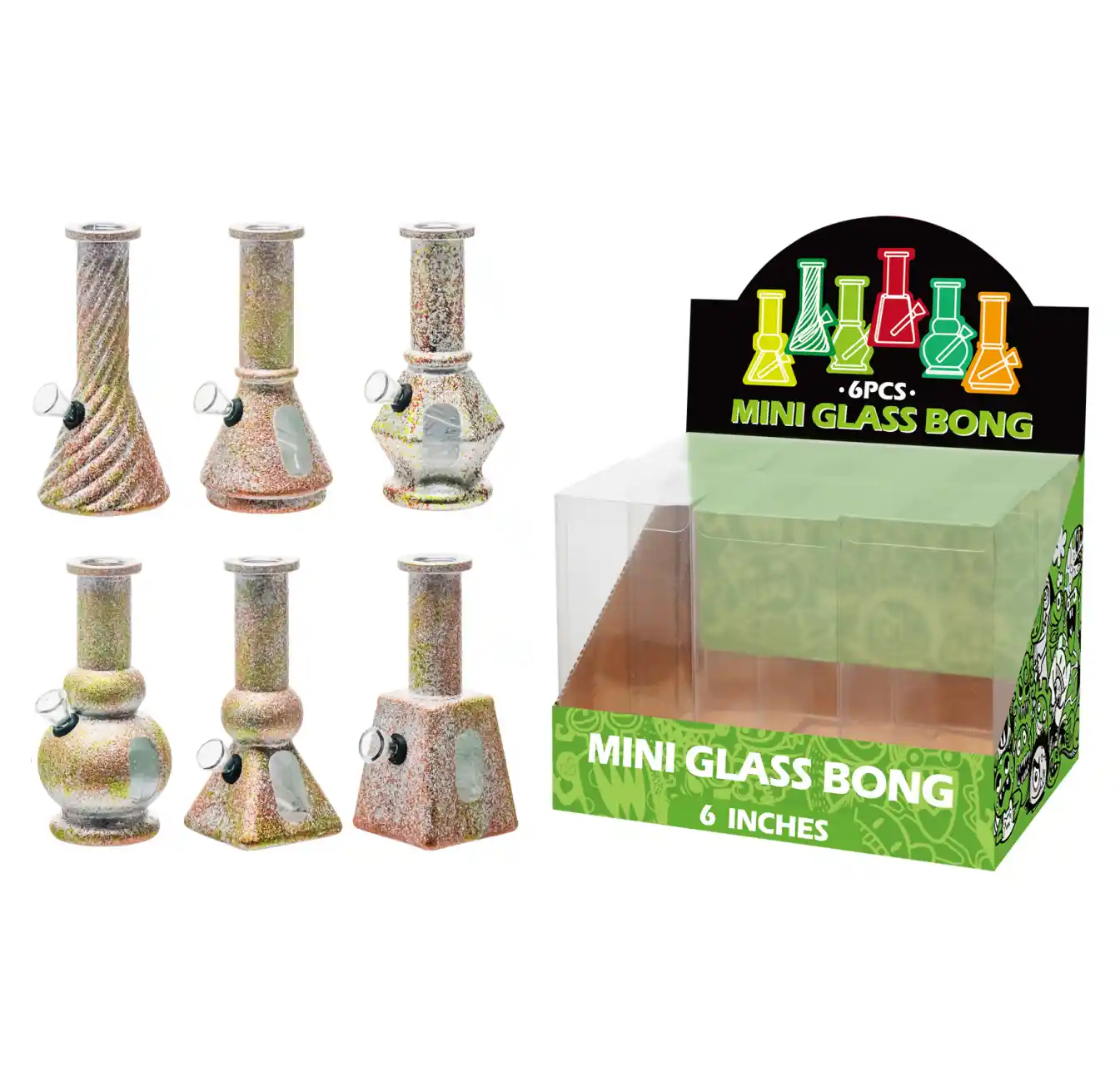 Matt Paint Glass Water Pipe With Water Window-M610006F - Image 1