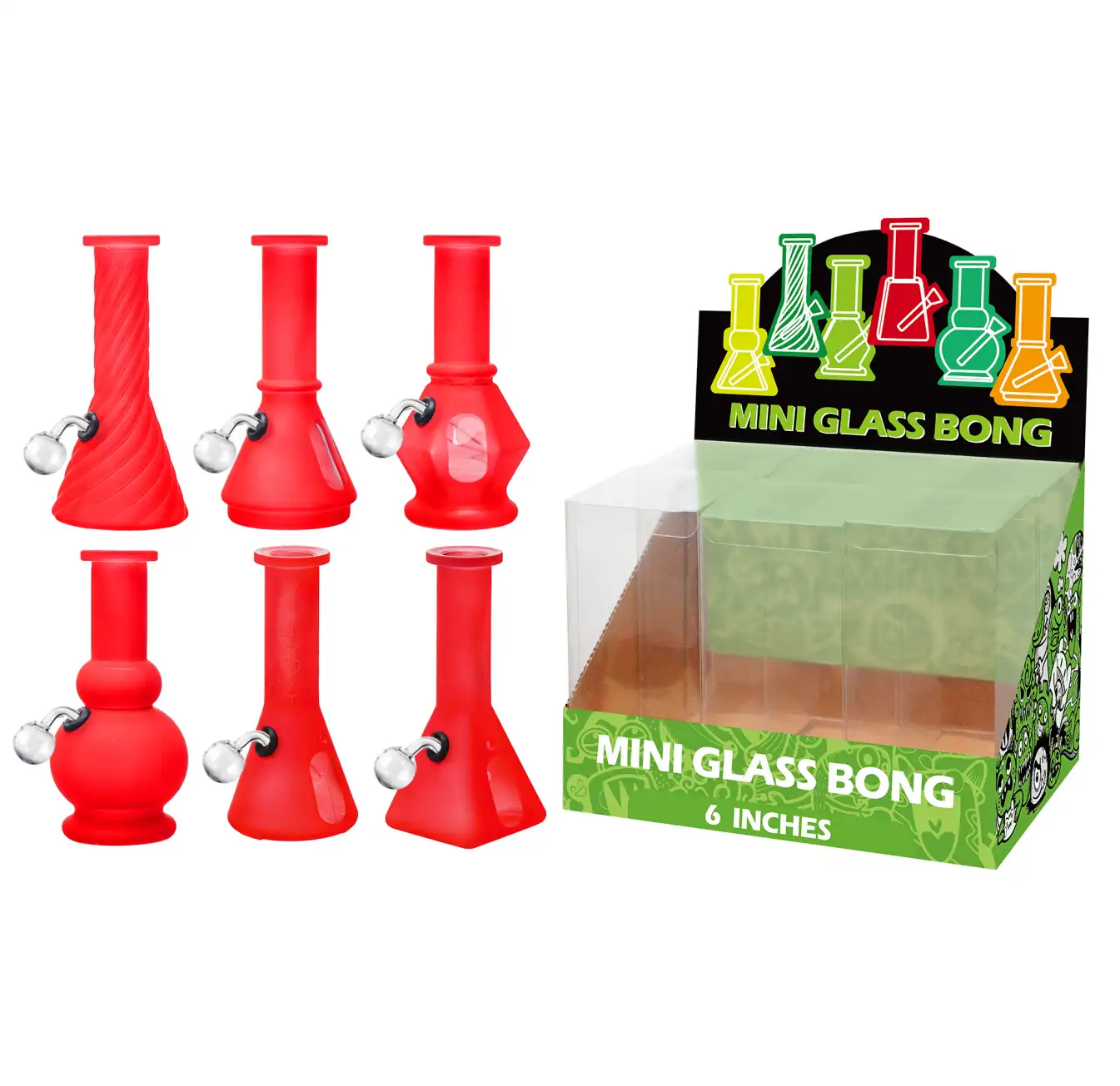 Matt Paint Red+Water Window Glass Oil Burner 6inch-M61003B - Image 1