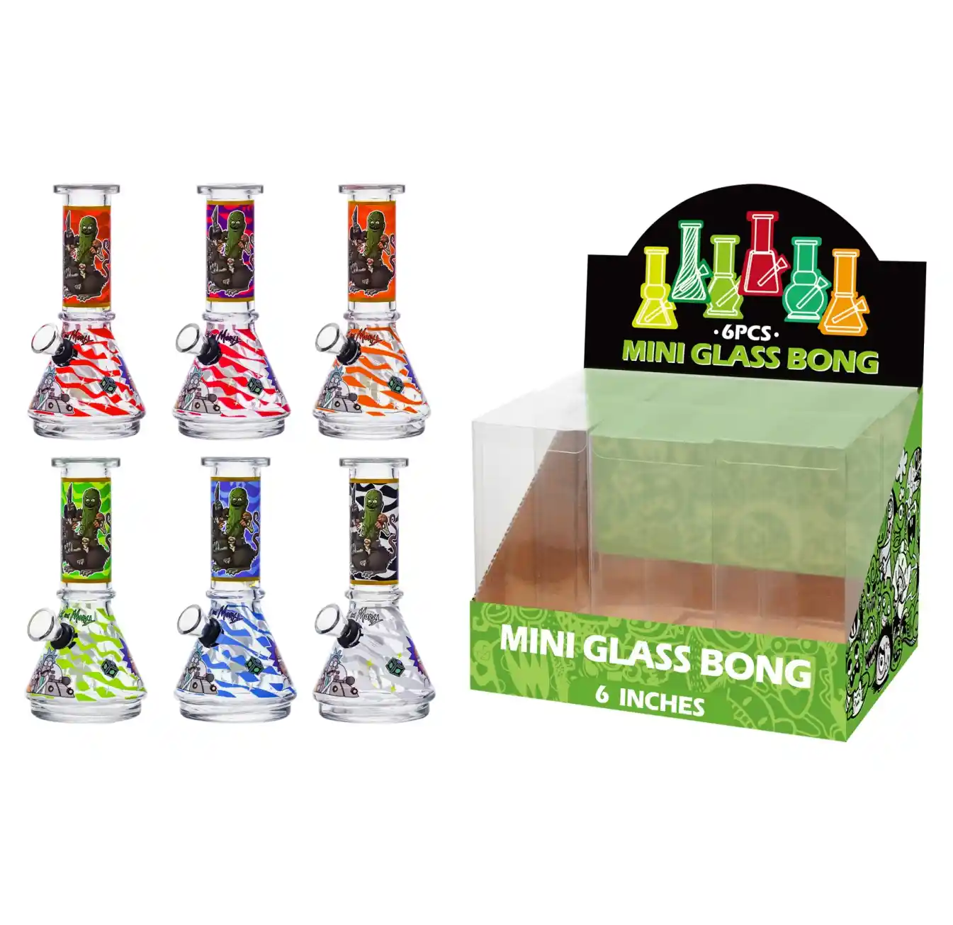 Transparent Glass Water Pipe With Decal-M63101F - Image 1