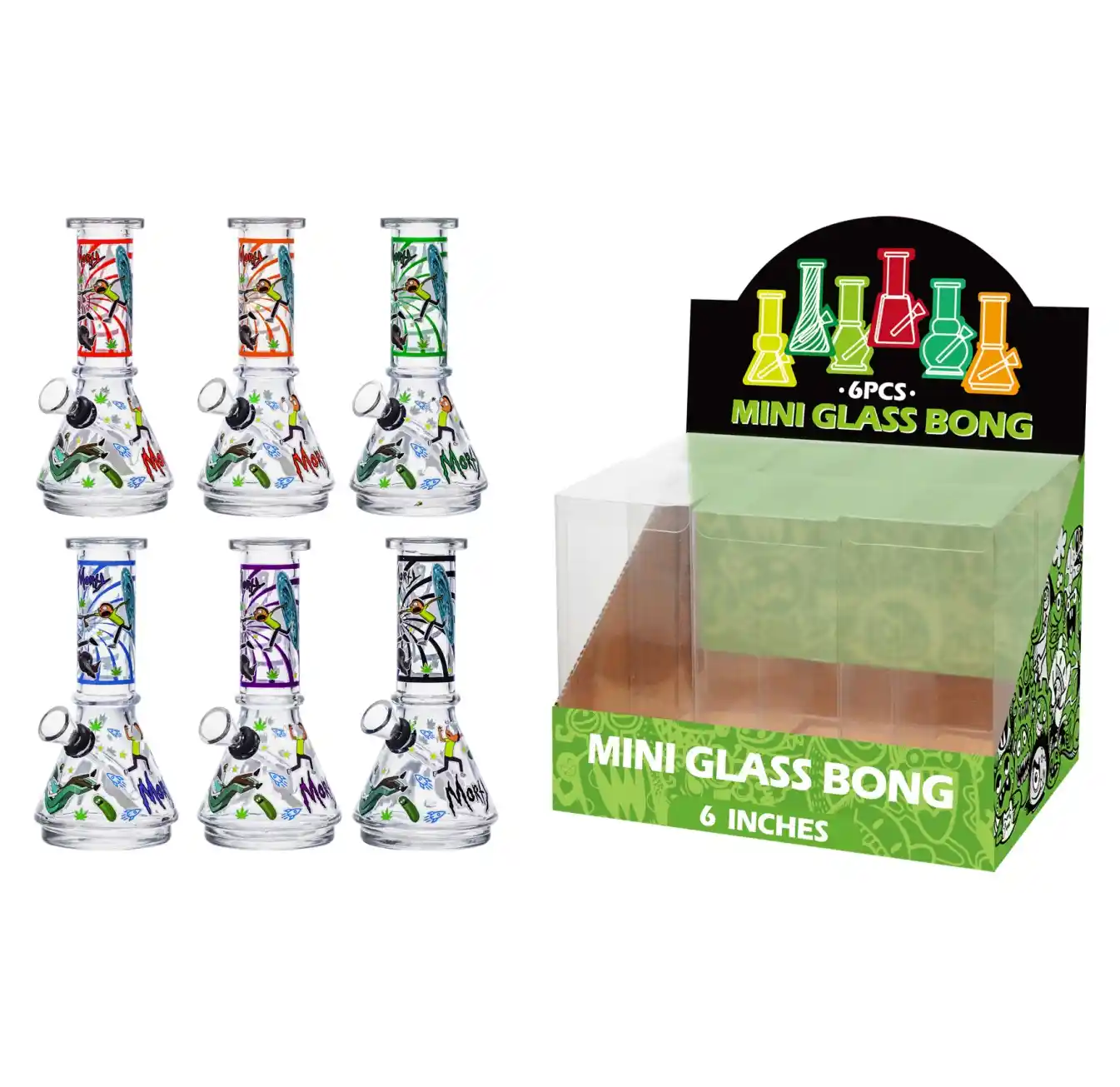 Transparent Glass Water Pipe With Decal-M63102F - Image 1