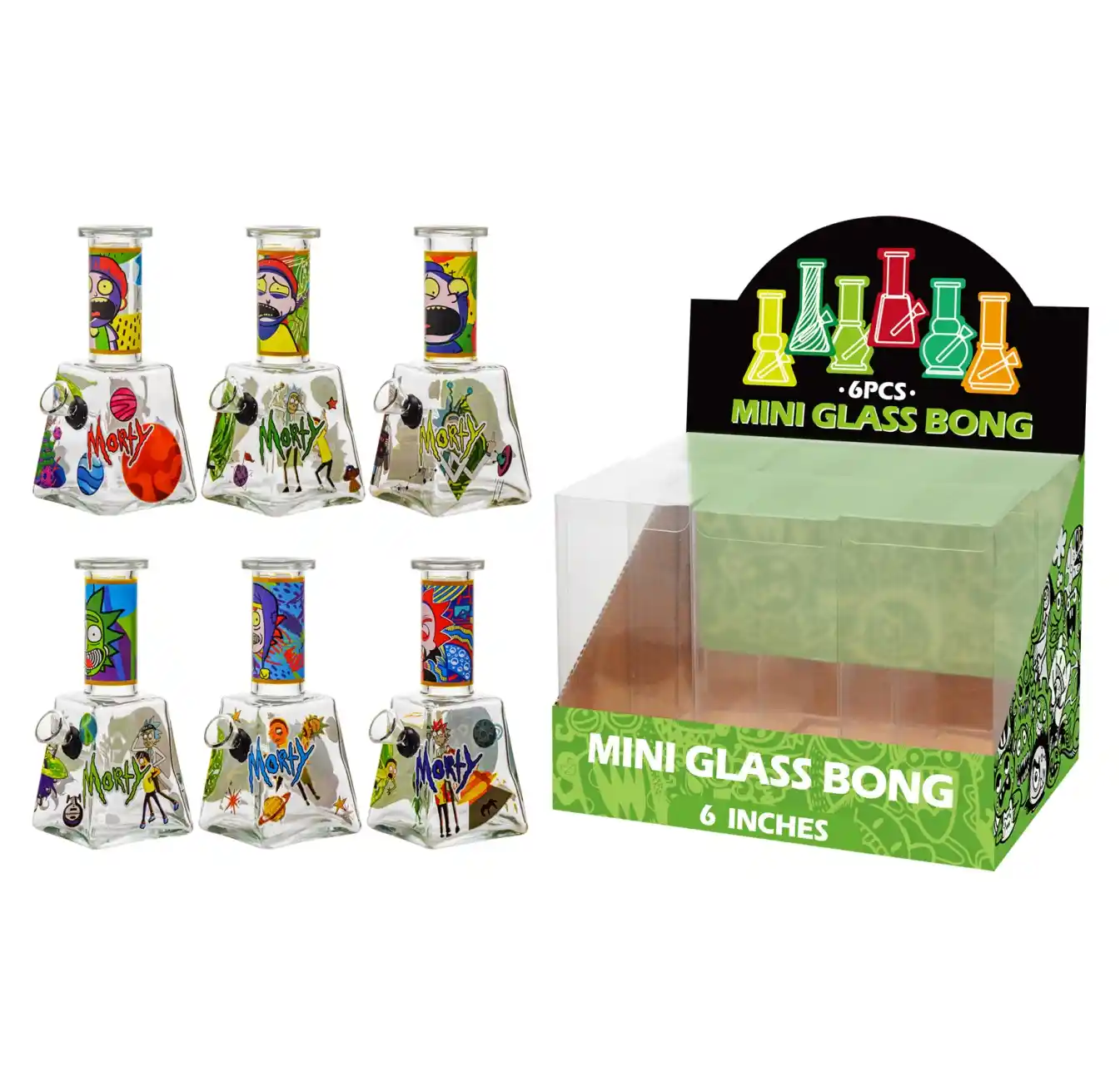 Transparent Glass Water Pipe With Decal-M63103F - Image 1