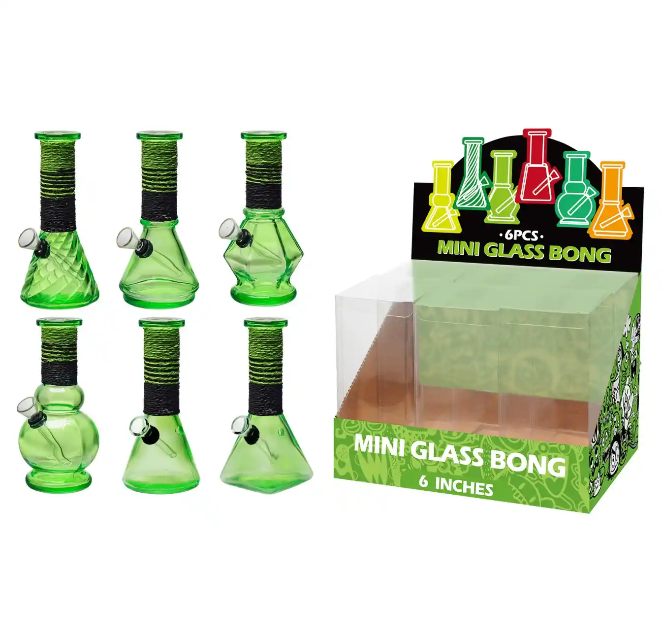 Transparent Green Glass Water Pipe With Artistic String-M64002F - Image 1