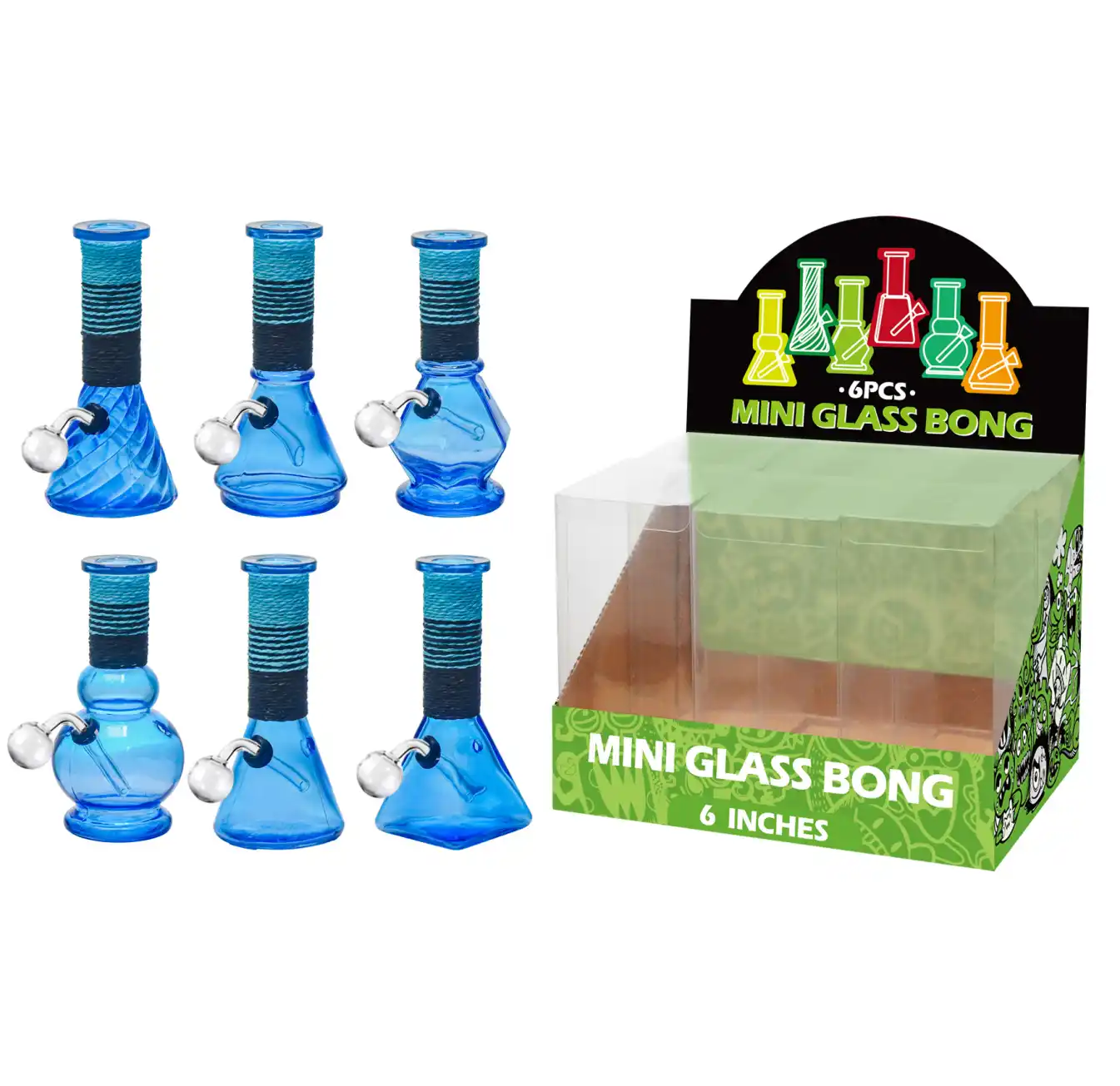 Blue Transparent Paint+ Artistic String Glass Oil Burner 6inch-M64004B - Image 1