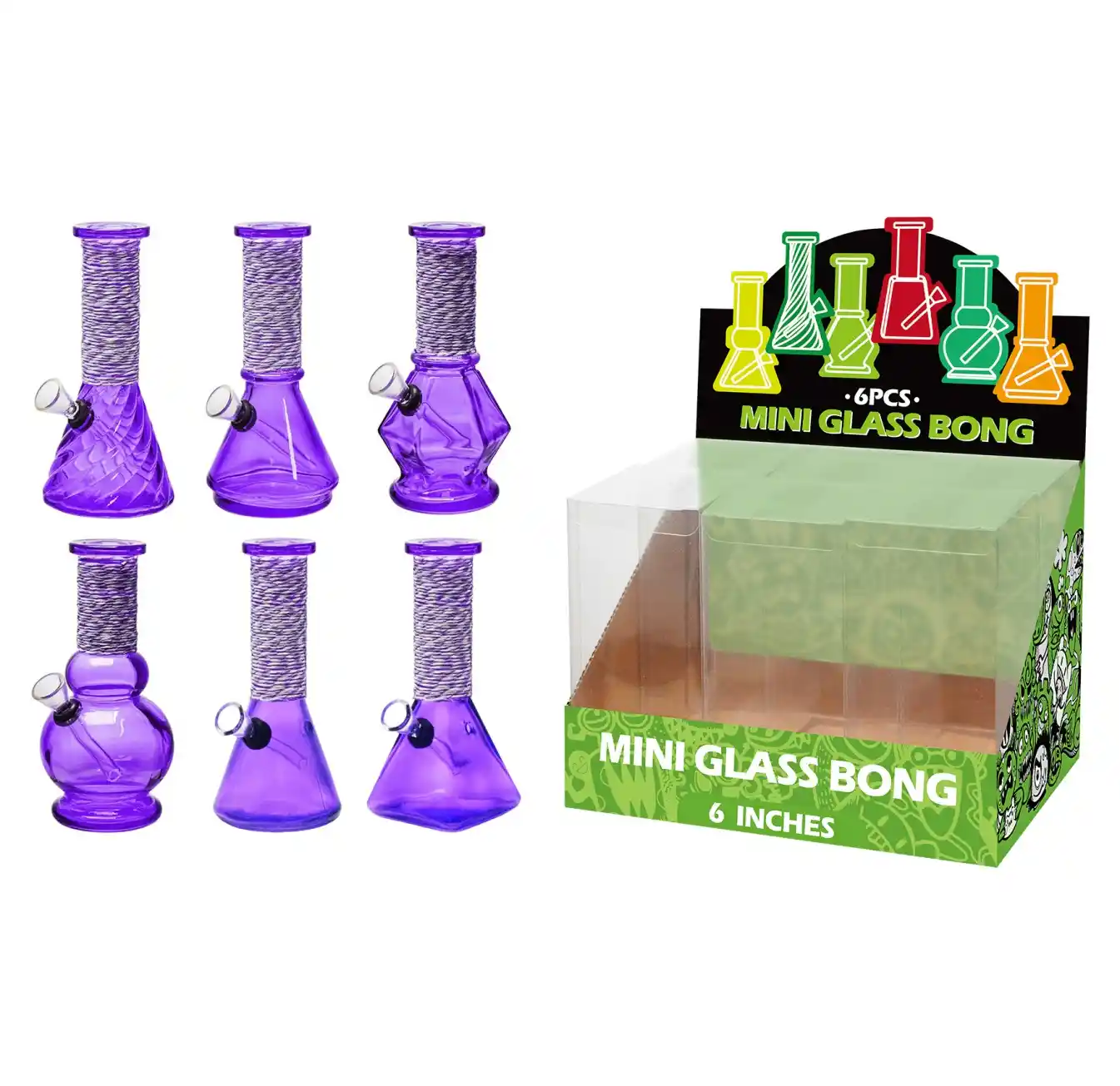 Transparent  Purple Glass Water Pipe With Artistic String-M64101F - Image 1