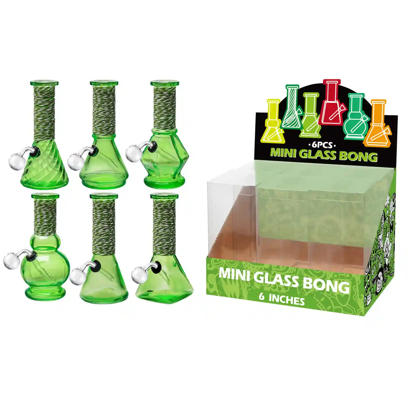 Green Transparent Paint+ Artistic String Glass Oil Burner 6inch-M64102B - Image 1