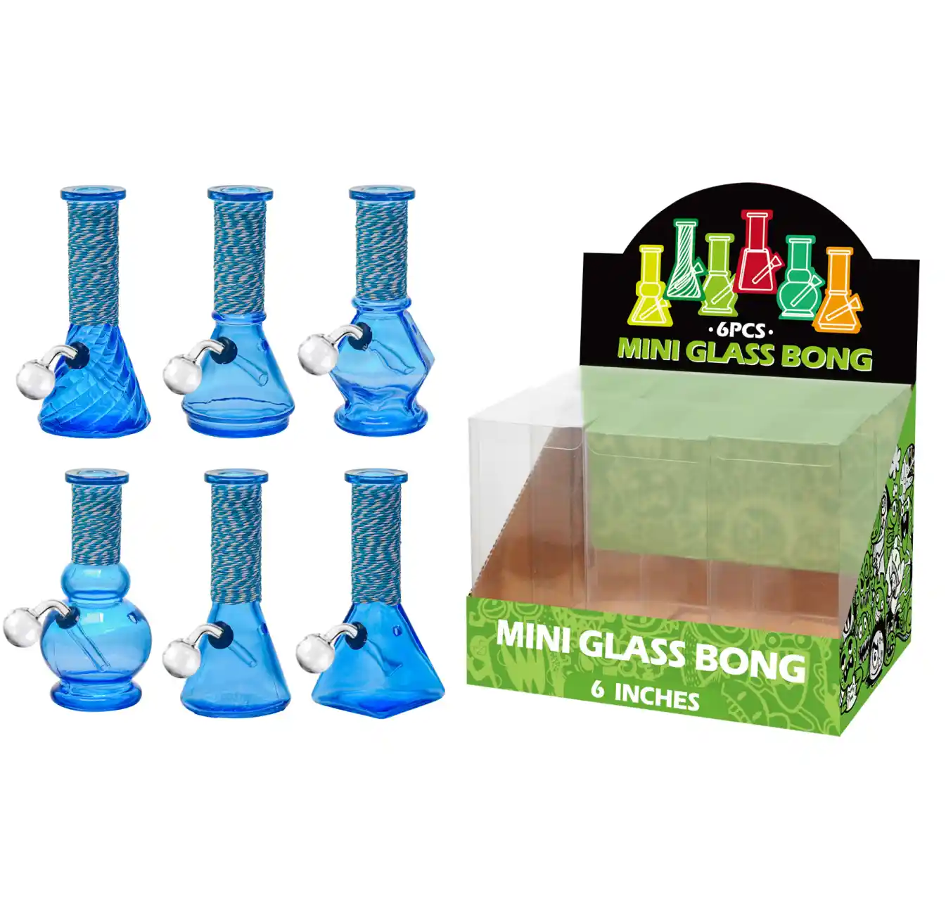 Blue Transparent Paint+ Artistic String Glass Oil Burner 6inch-M64104B - Image 1