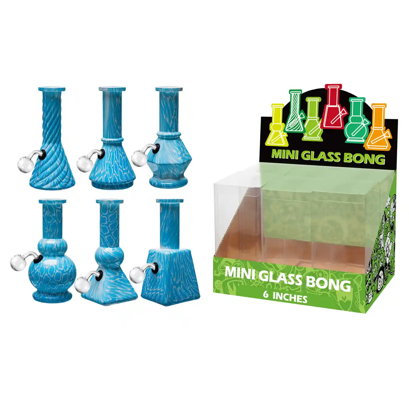 Blue Water Transfer Printing Glass Oil Burner 6inch-M65001B - Image 1