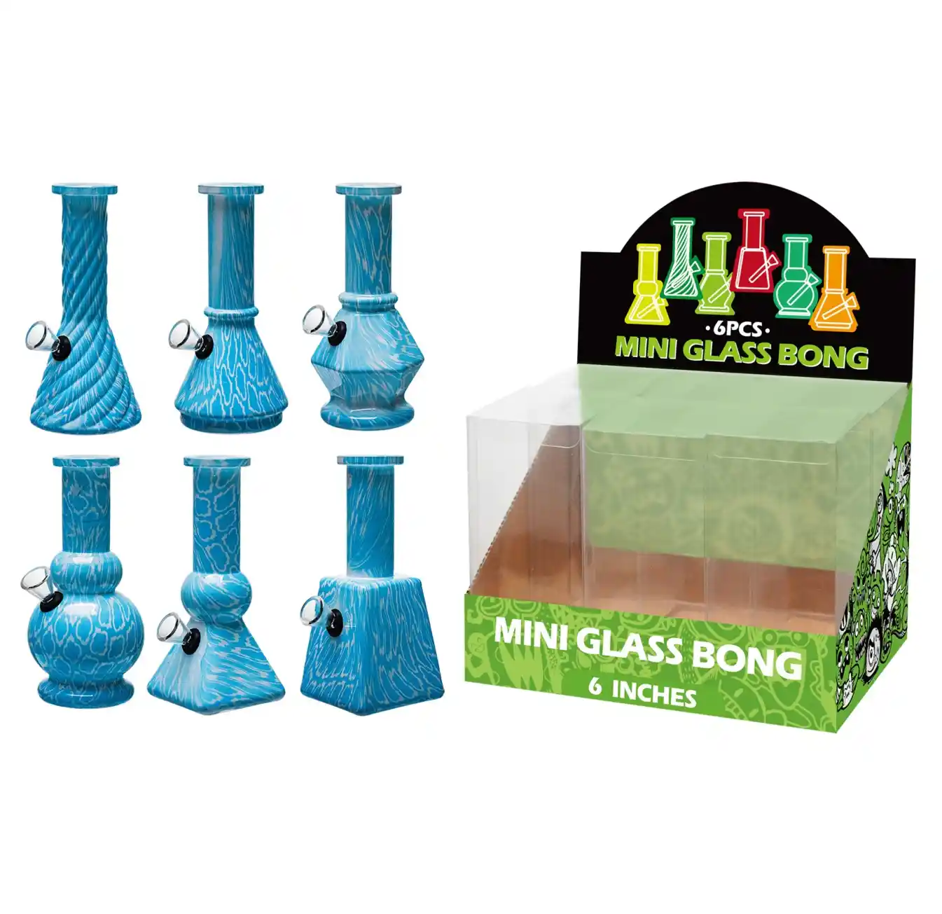 Blue Water Transfer Printing Glass Water Pipe-M65001F - Image 1