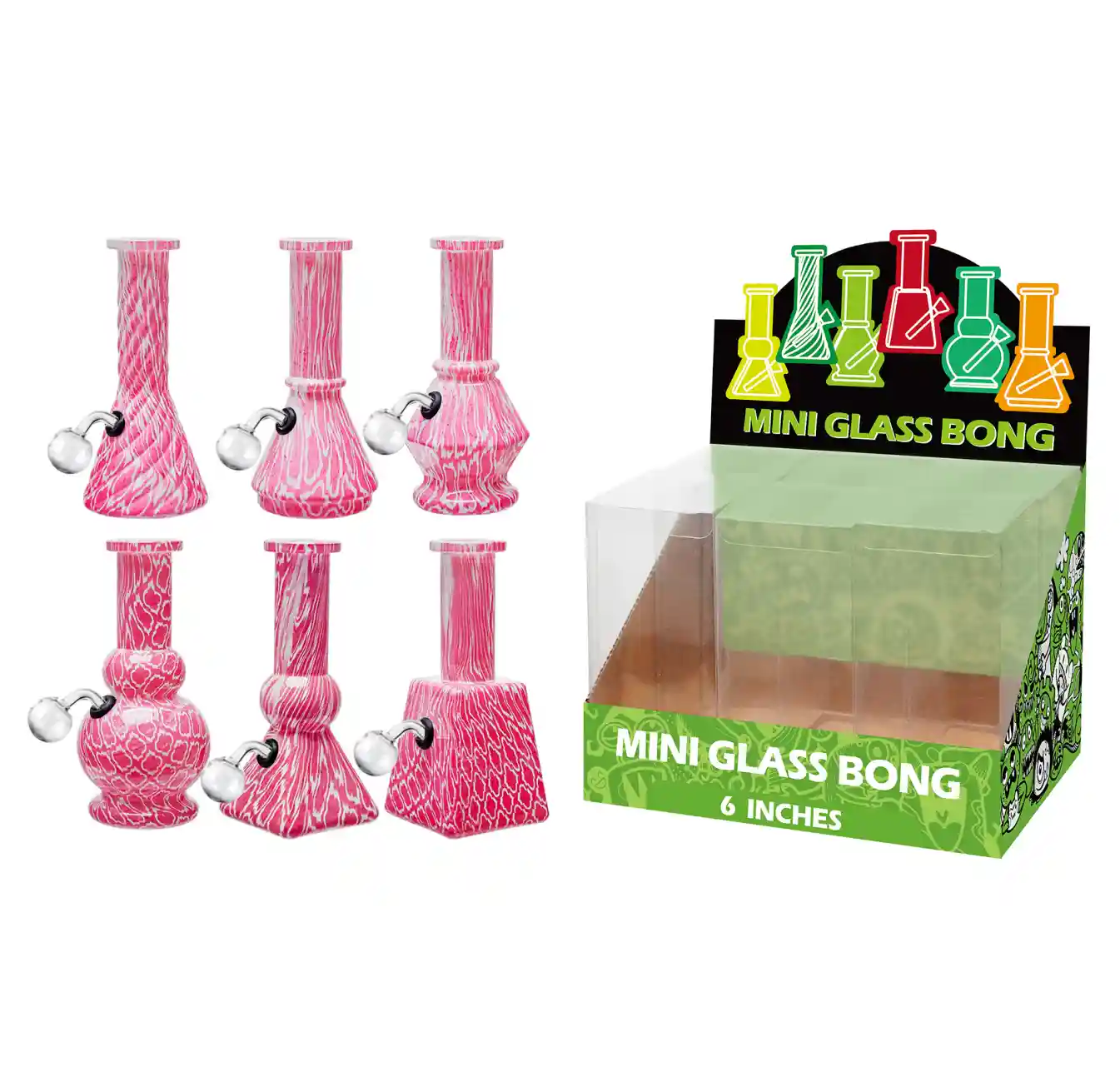 Pink Water Transfer Printing Glass Oil Burner 6inch-M65002B - Image 1