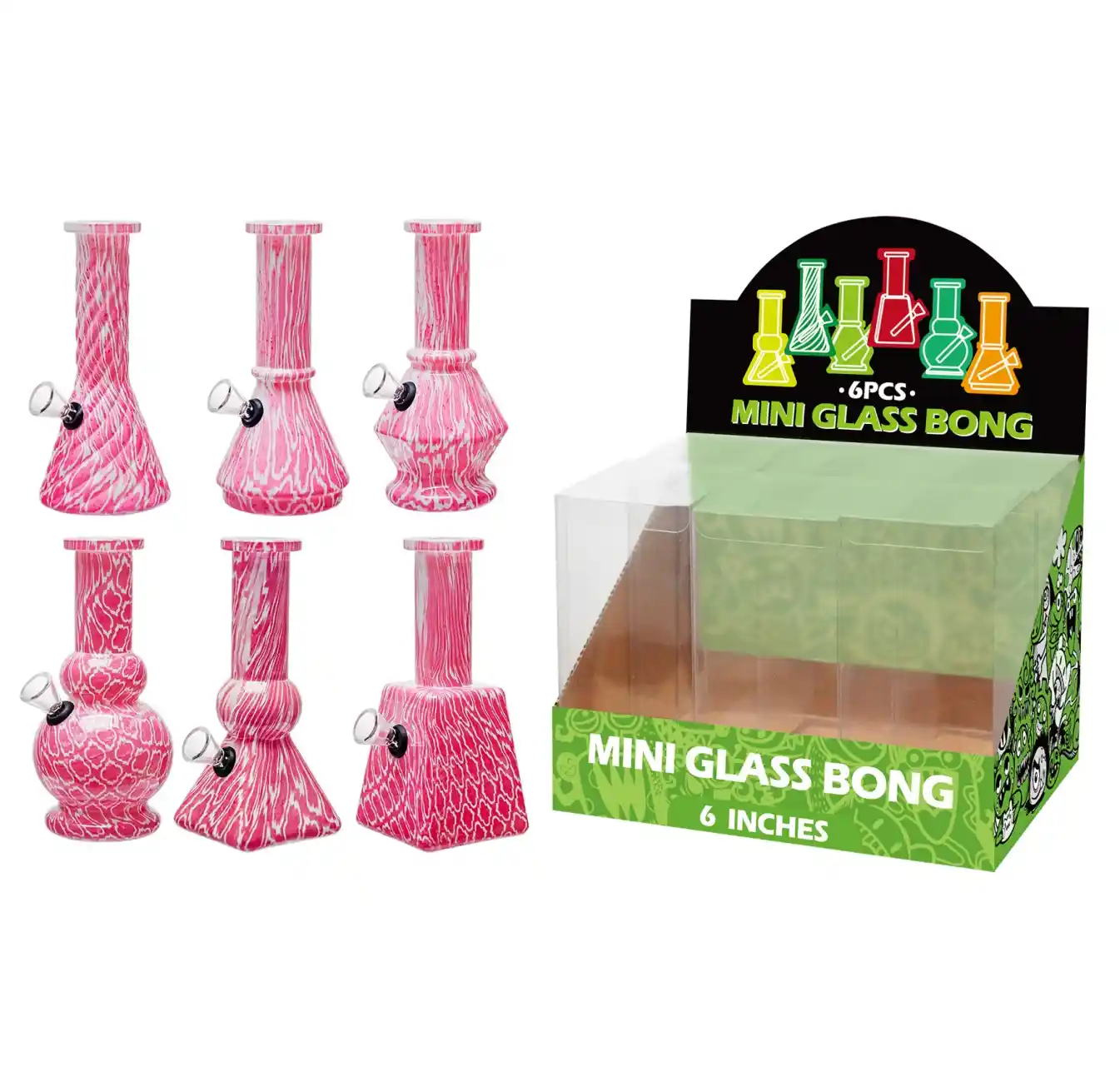 Pink Water Transfer Printing Glass Water Pipe-M65002F - Image 1