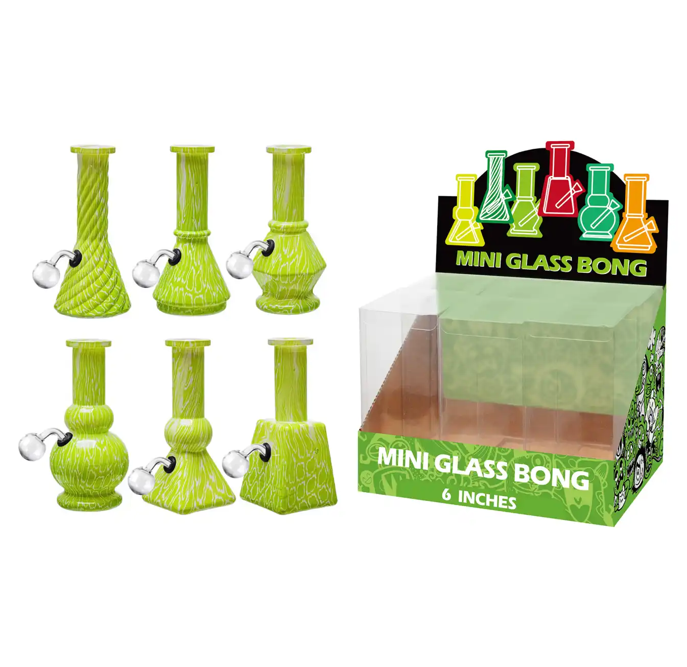 Green Water Transfer Printing Glass Oil Burner 6inch-M65003B - Image 1