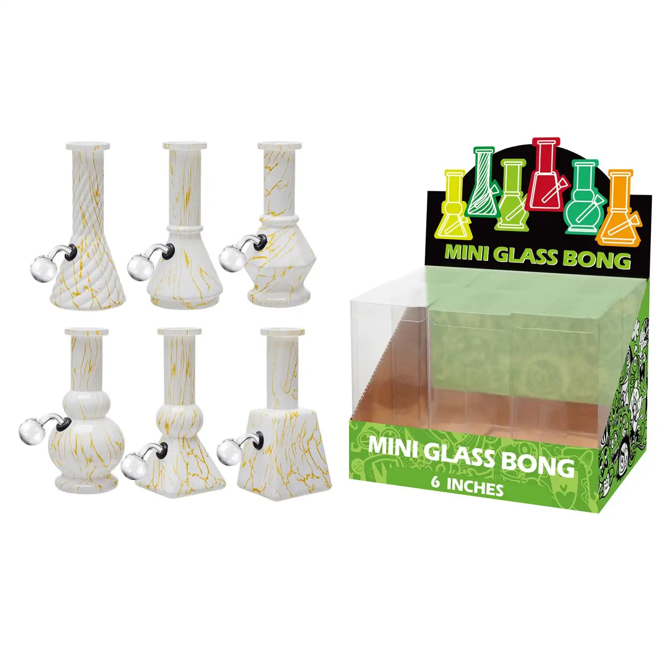 White Water Transfer Printing Glass Oil Burner 6inch-M65004B - Image 1