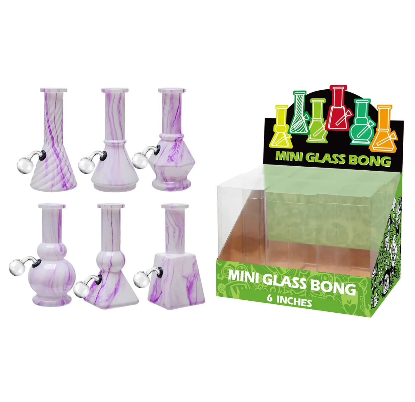 Purple Water Transfer Printing Glass Oil Burner 6inch-M65008B - Image 1