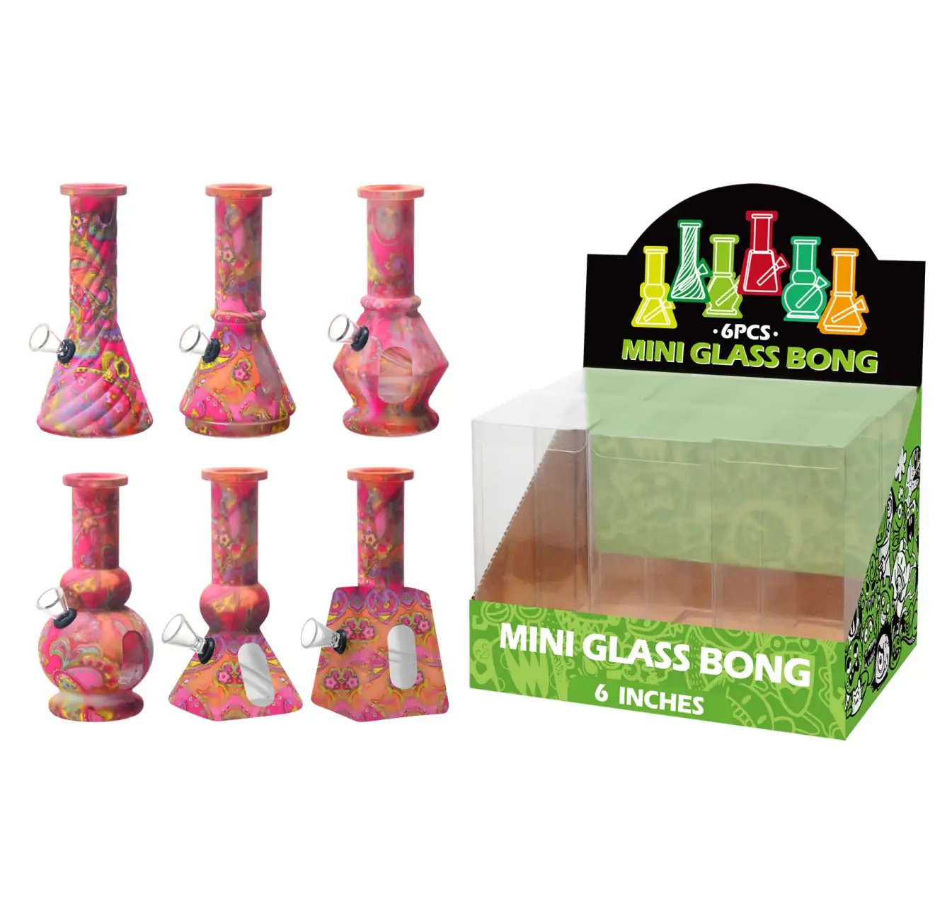 Glass Water Pipe With Hot Transfer Printing-M67001F - Image 1