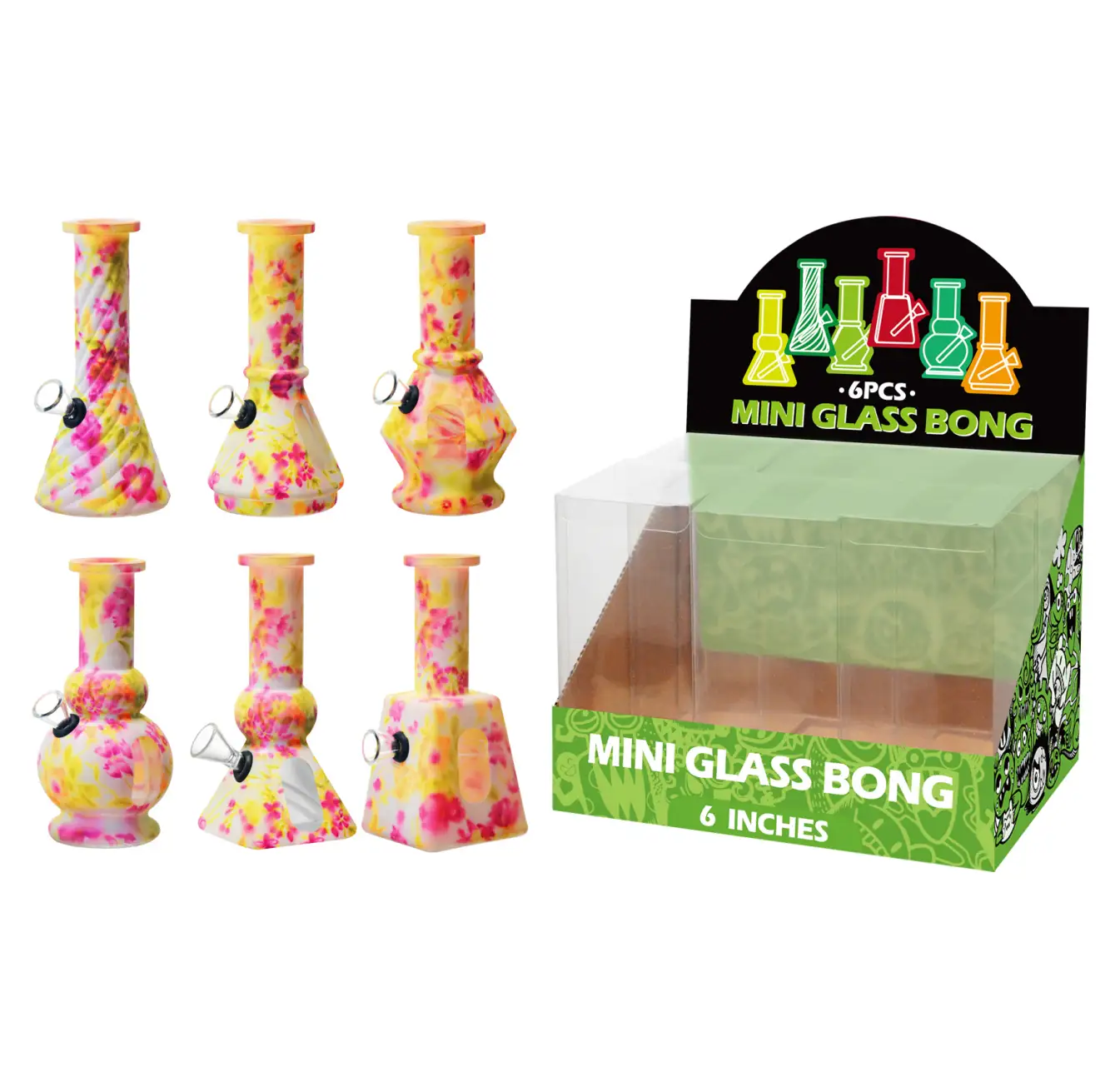 Glass Water Pipe With Hot Transfer Printing-M67005F - Image 1