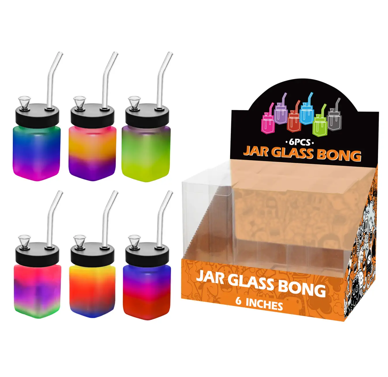 Matt Paint Mixed Colors Glass Square Waterpipe 8inch-MS1201F - Image 1