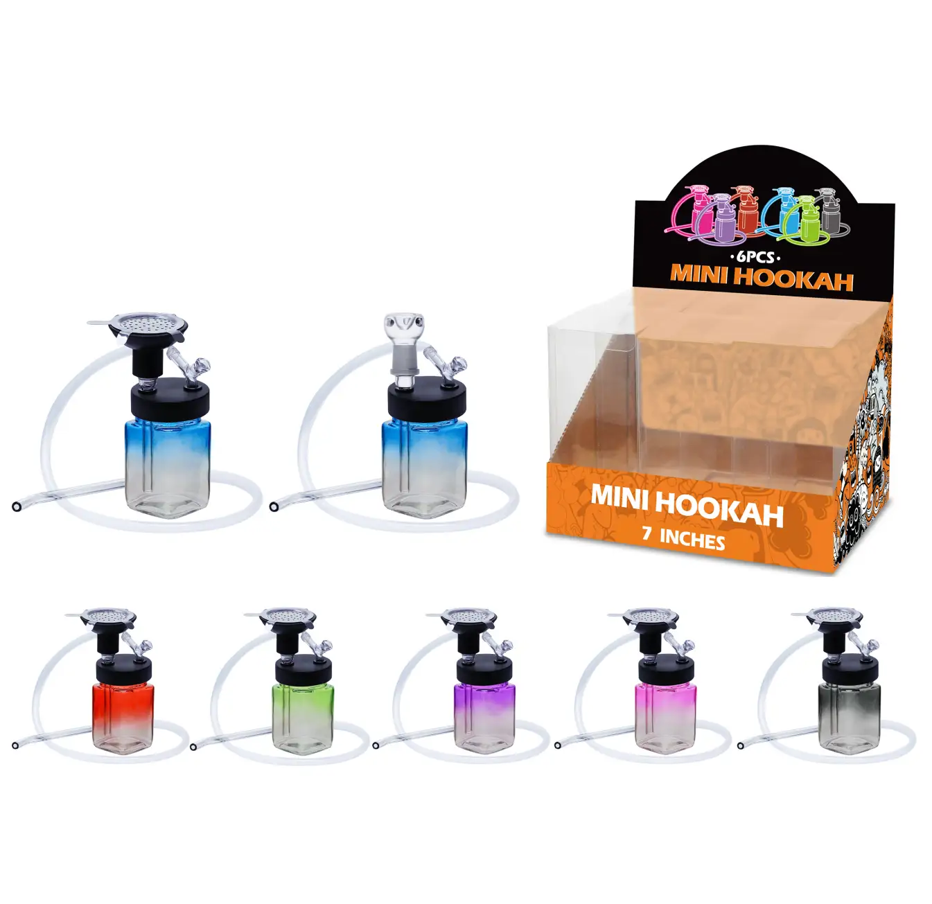 Mixed Color Gradient Paint Hookah&Waterpipe 2in1 7inch-MH02001W/H/T - Image 1