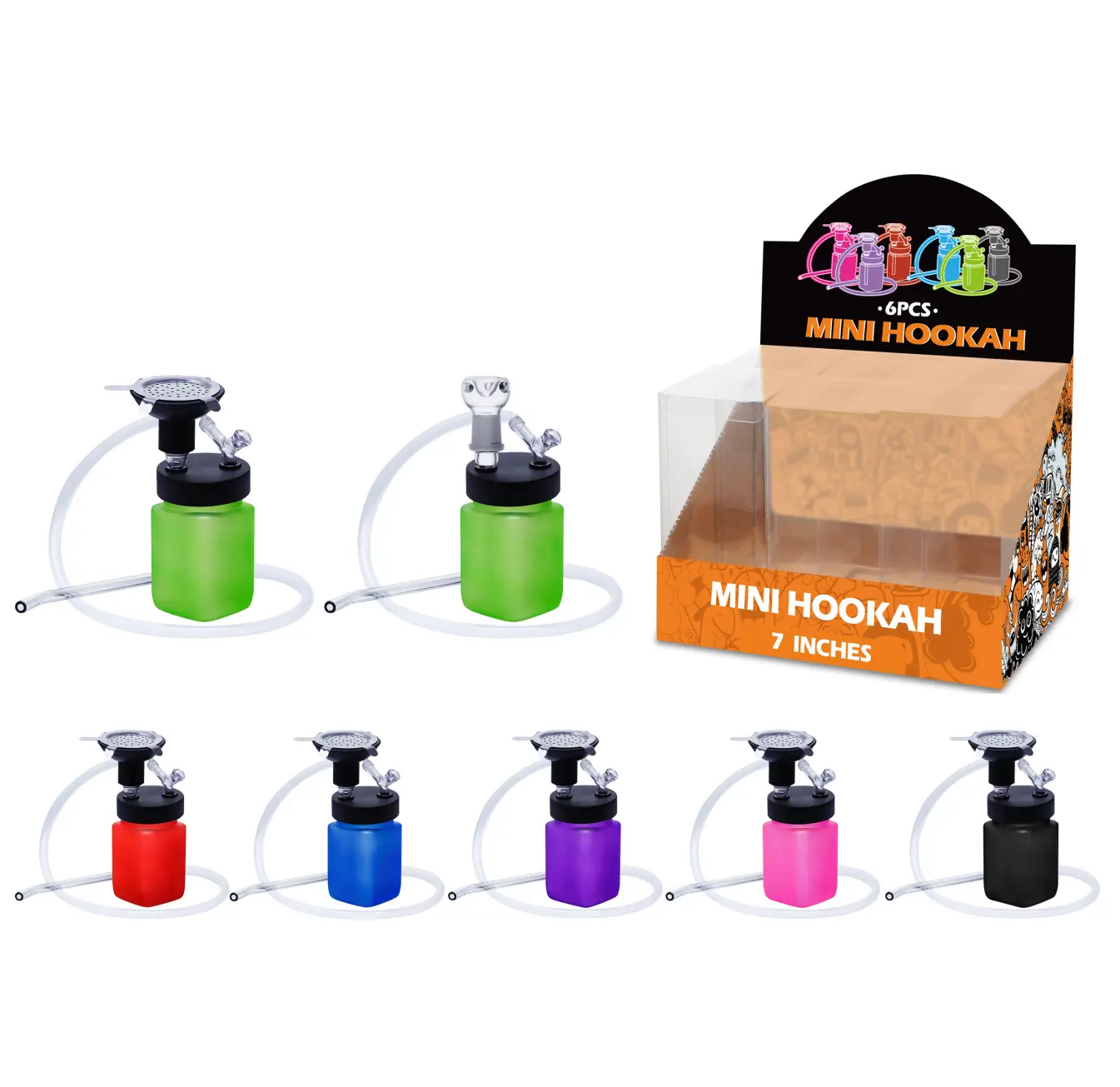 Mixed Color Matt Paint Hookah&Waterpipe 2in1 7inch-MH10001W/H/T - Image 1