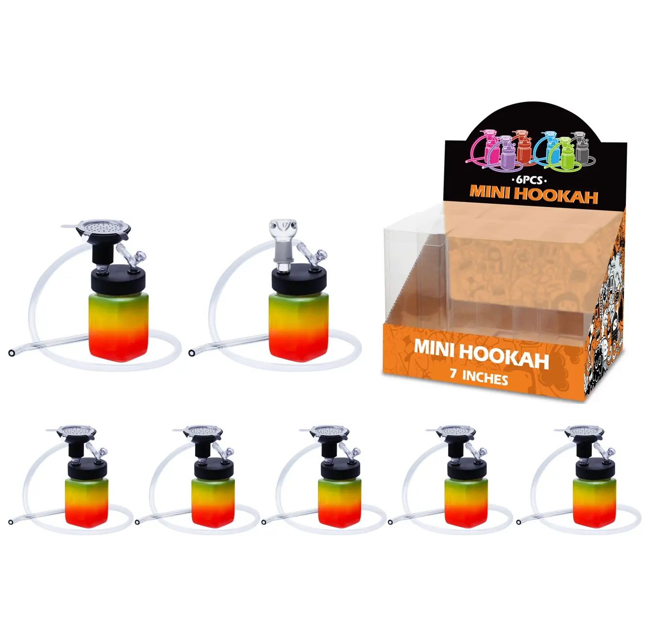 7inch hookah&waterpipe 2in1-MH11001 Rasta Paint Hookah&Waterpipe 2in1 7inch-MH11001W/H/T - Image 1