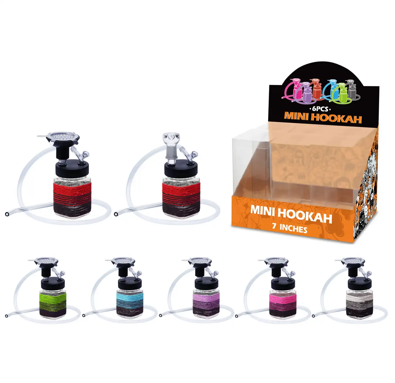 Mixed Artistic String Hookah&Waterpipe 2in1 7inch-MH40001W/H/T - Image 1