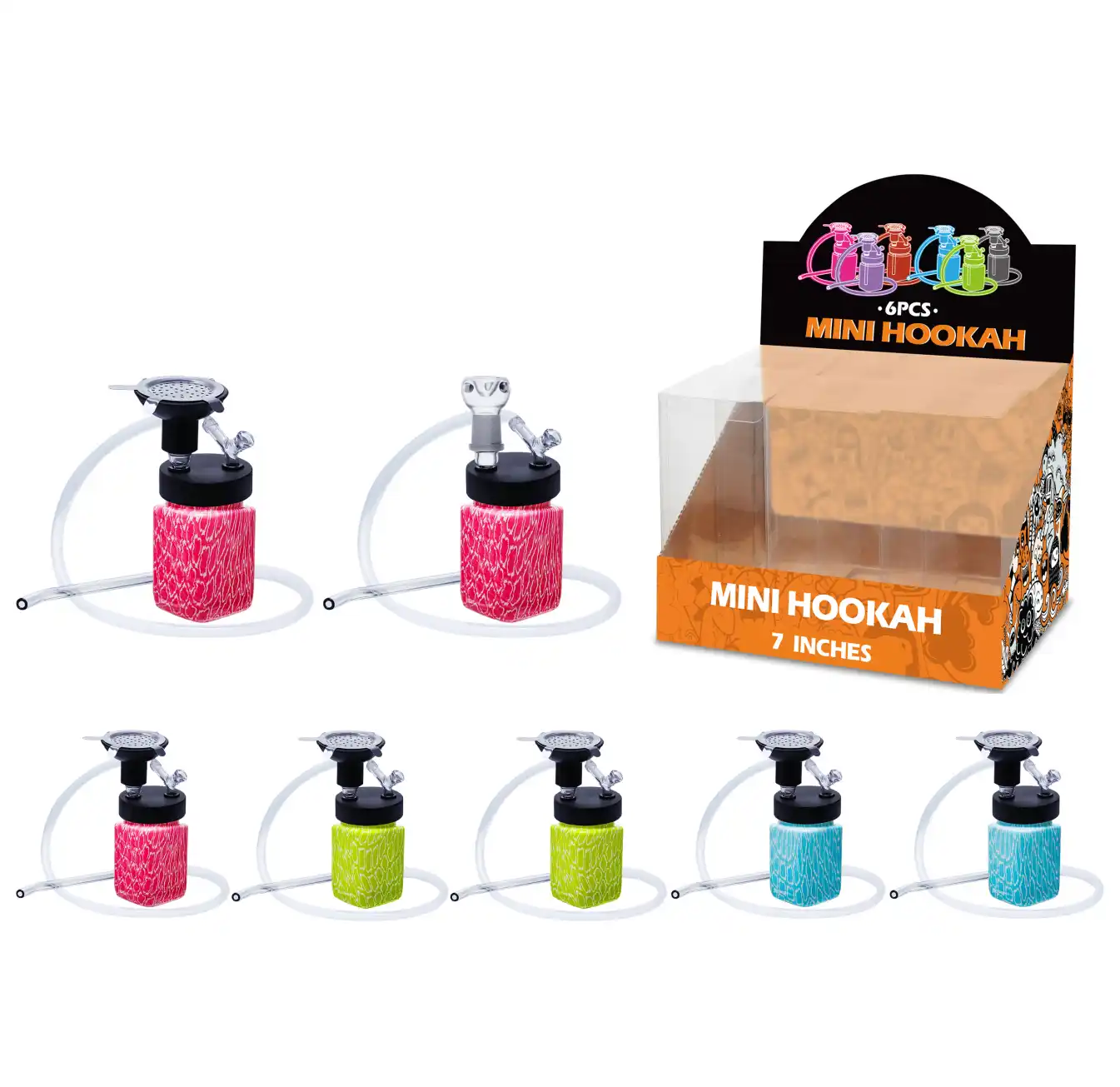 Mixed Color Water Transfer Printing Hookah&Waterpipe 2in1 7inch-MH51001W/H/T - Image 1